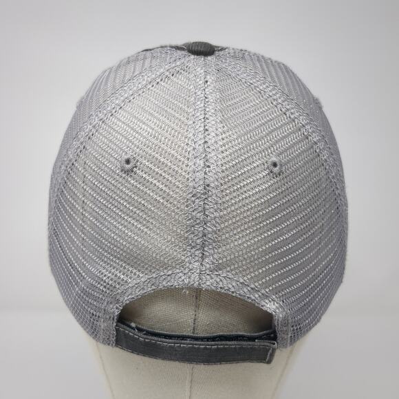 ID Strapback Trucker Hat Gray One Size Adjustable Mesh Back Distressed 6 Panel - Picture 6 of 9
